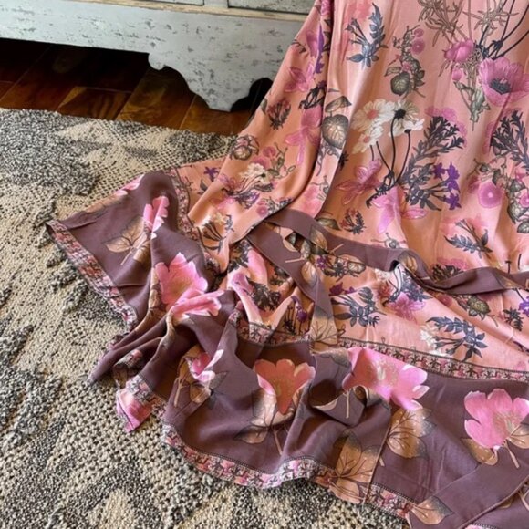 New Boho Floral Kimono Sleeve Cardigan Floral Top Jacket Swim Cover-up Women's - Picture 5 of 9